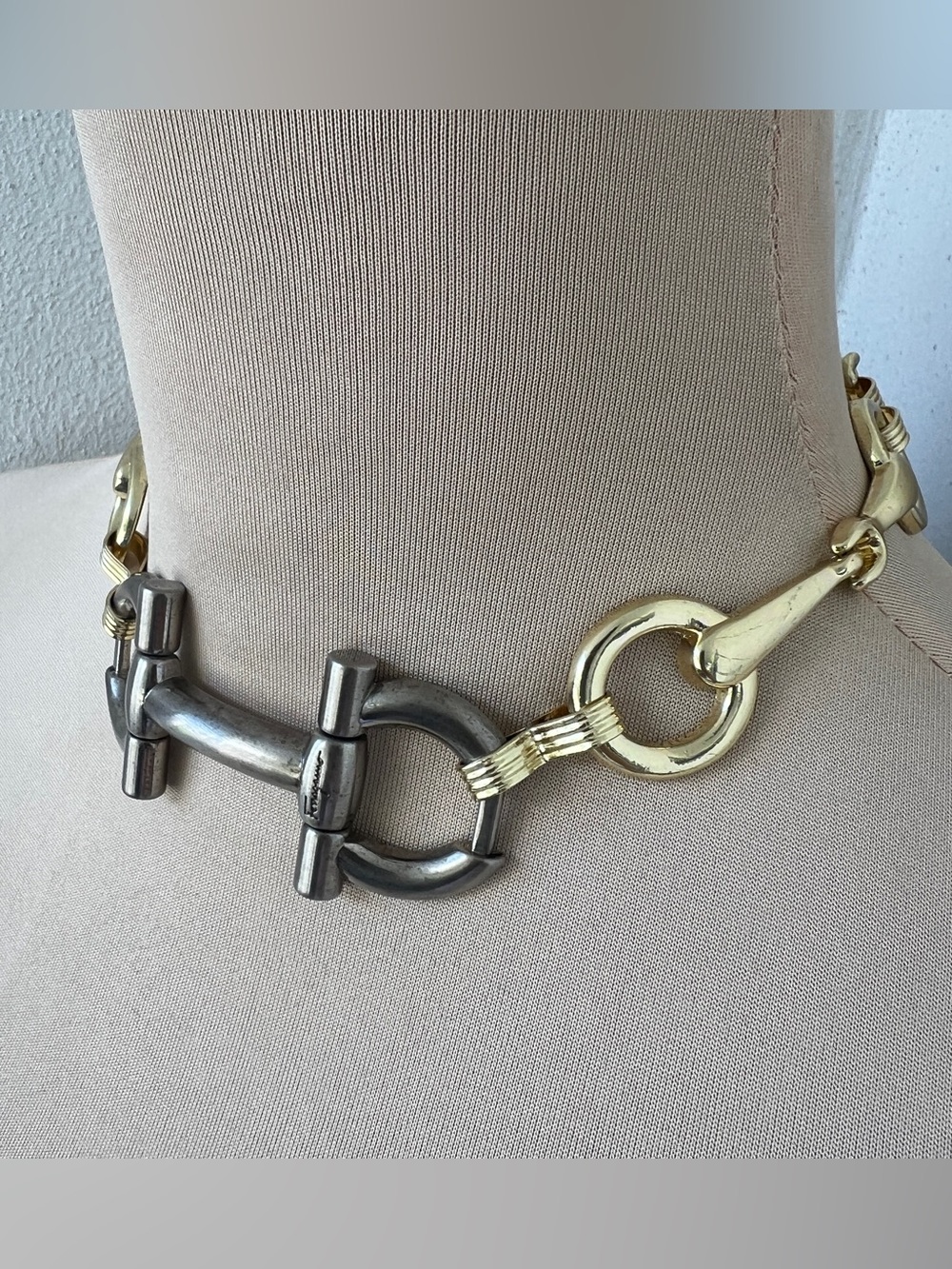 Custom Two-tone Salvatore Ferragamo Necklace Horsebit Statement Choker 15”